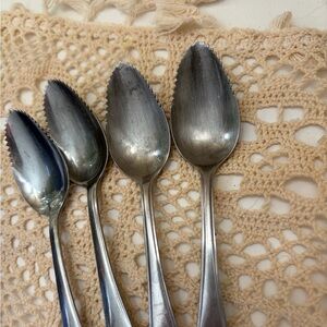 4 vintage grapefruit spoons stainless steel made in Japan